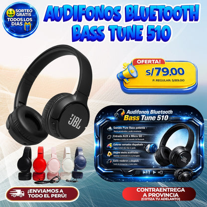 Audífonos Bluetooth Bass Tune 510 🎧🔥