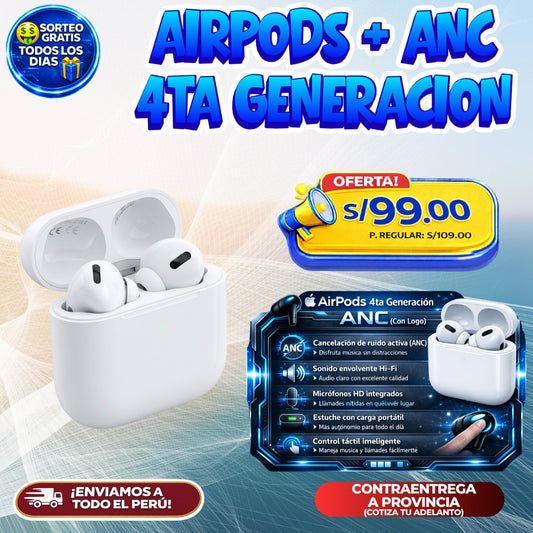 AirPods 4ta Generación + ANC 🎧