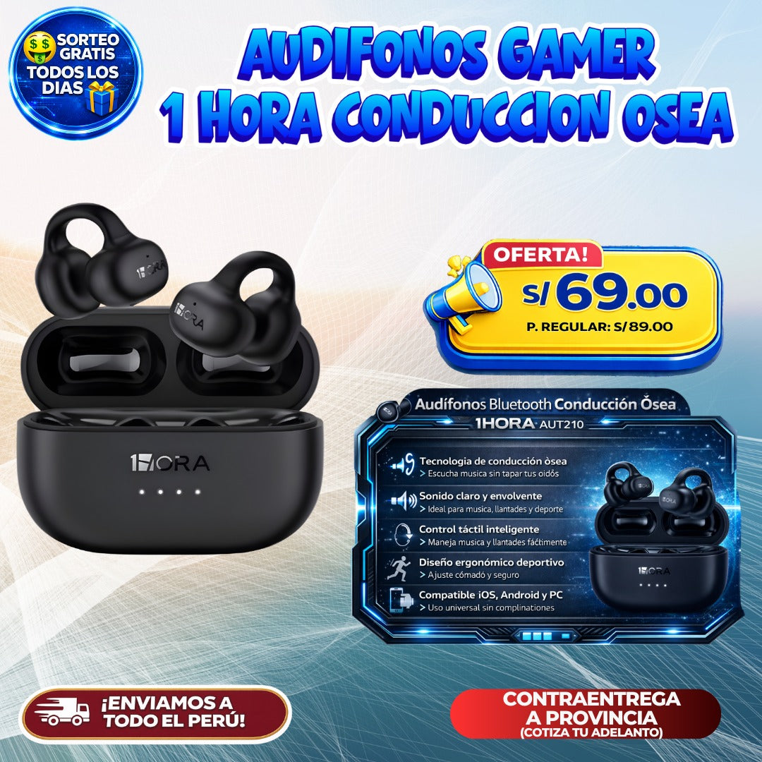 Audífonos Gamer Conducción Ósea 1HORA 🎮