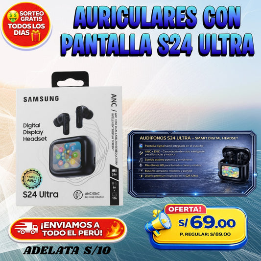 AURICULARES CON PANTALLA S24 ULTRA 🎧
