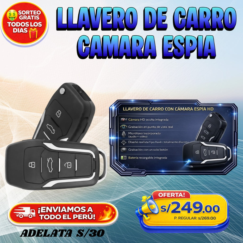 LLAVERO DE CARRO CON CÁMARA ESPÍA HD 🔑 🕵️