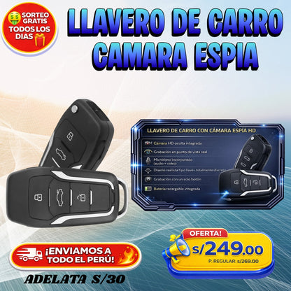 LLAVERO DE CARRO CON CÁMARA ESPÍA HD 🔑 🕵️