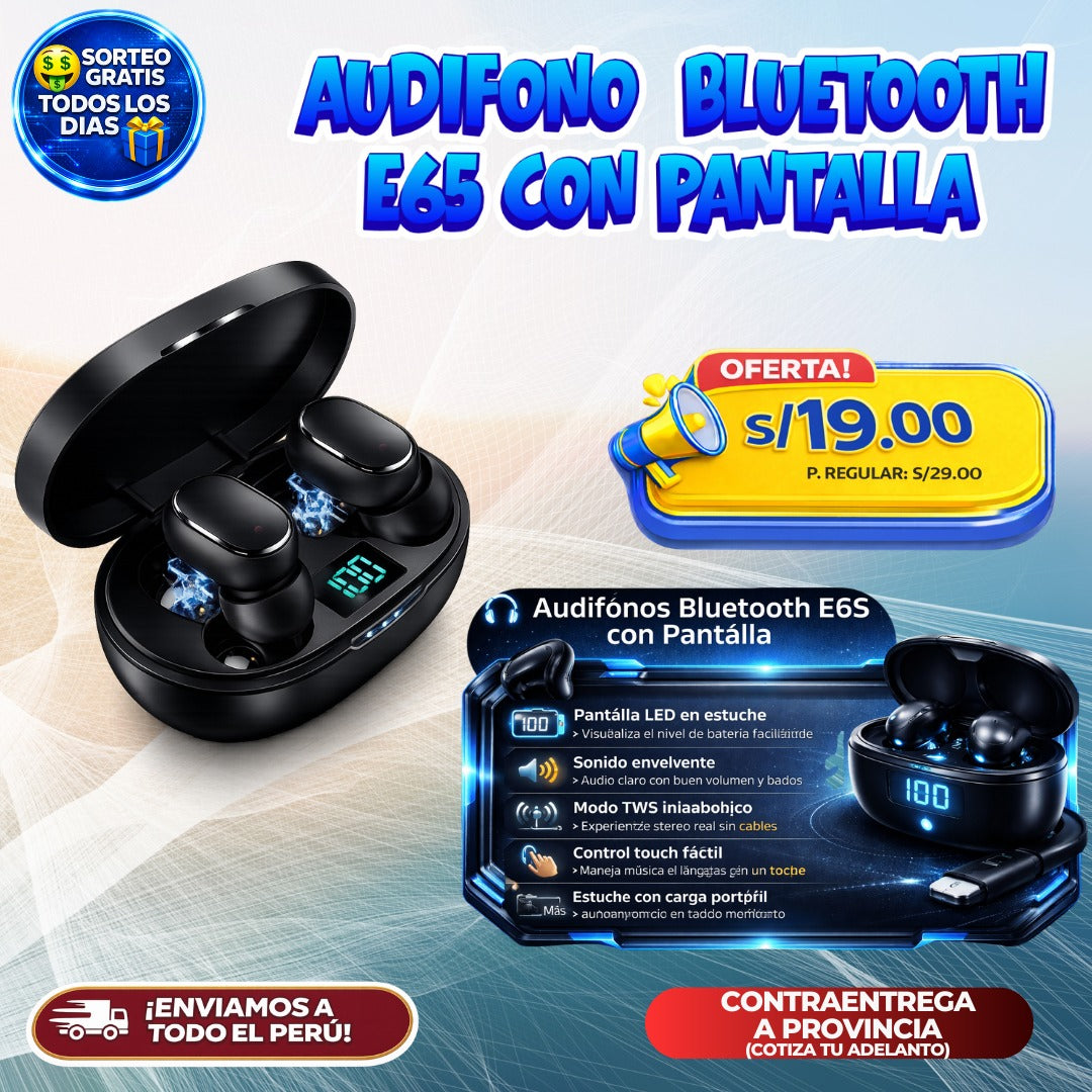 Audífonos Bluetooth E6S con Pantalla LED 🎧