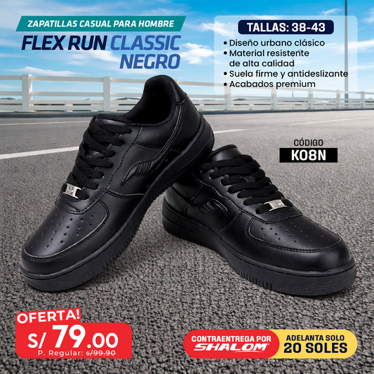 Zapatillas Casual para Hombre Flex Run Classic Negro - KO8N