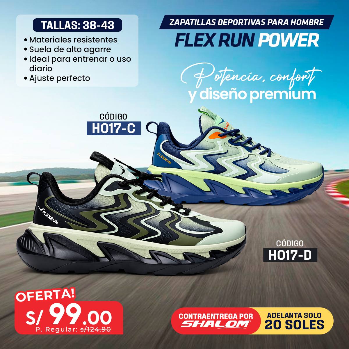 Zapatillas Deportivas para Hombre Flex Run Power - H017