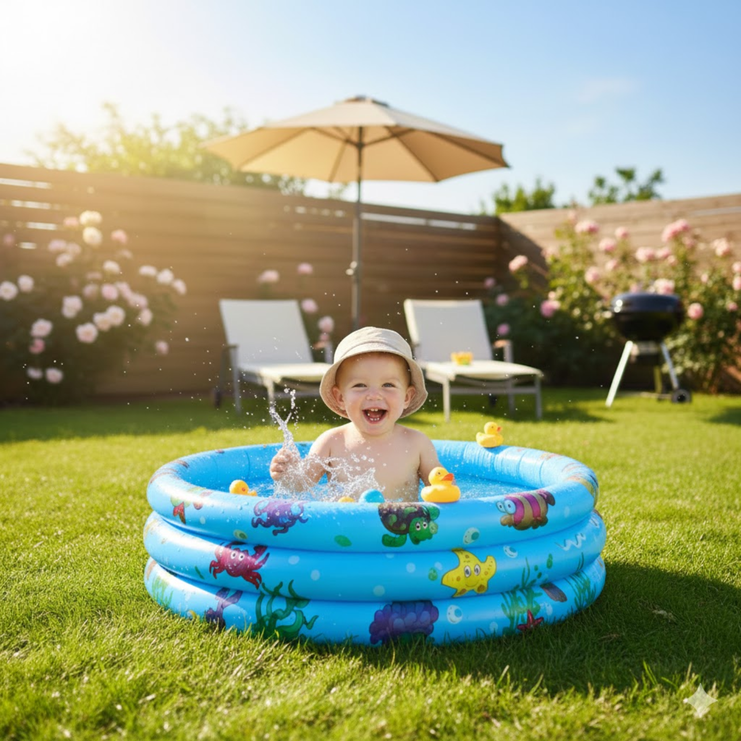 Piscina Inflable Niños Baby Amusement Pool 90cm Azul 100 L