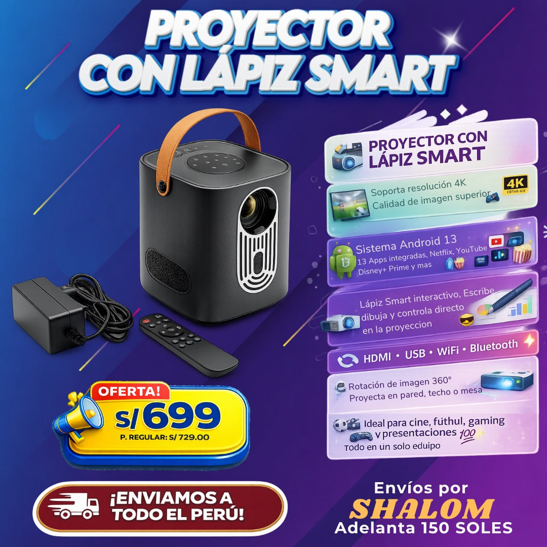 Proyector con Lápiz Smart – Cine, Clases y Presentaciones en cualquier lugar