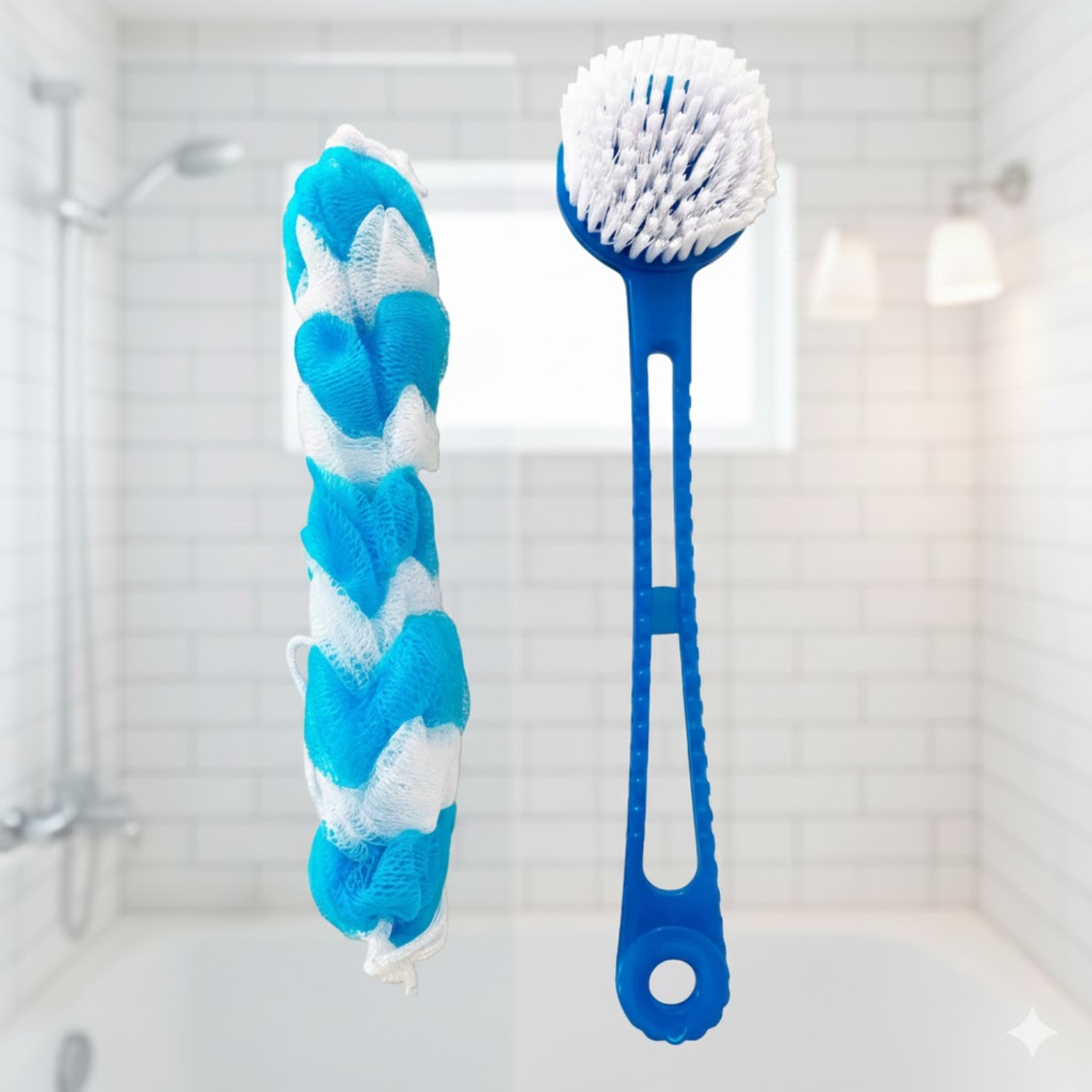 🛁✨ Set de Baño 2 en 1 – Cepillo + Esponja Larga Exfoliante