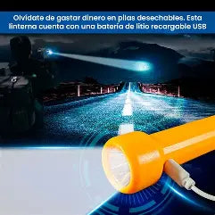 Linterna Portátil Emergencia Camping LED Dual Recargable USB