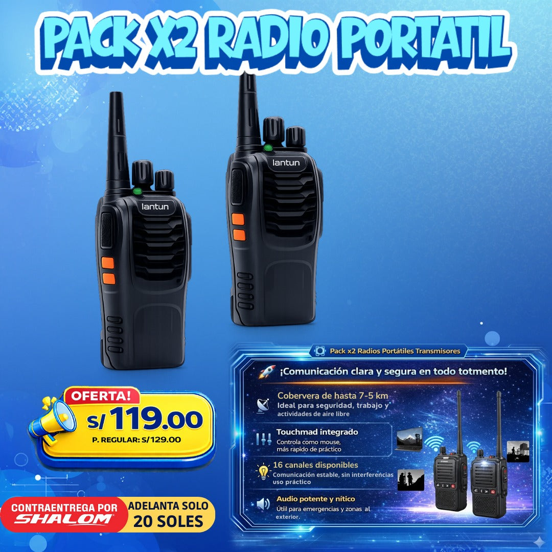 Pack x2 Radios Portátiles Transmisores