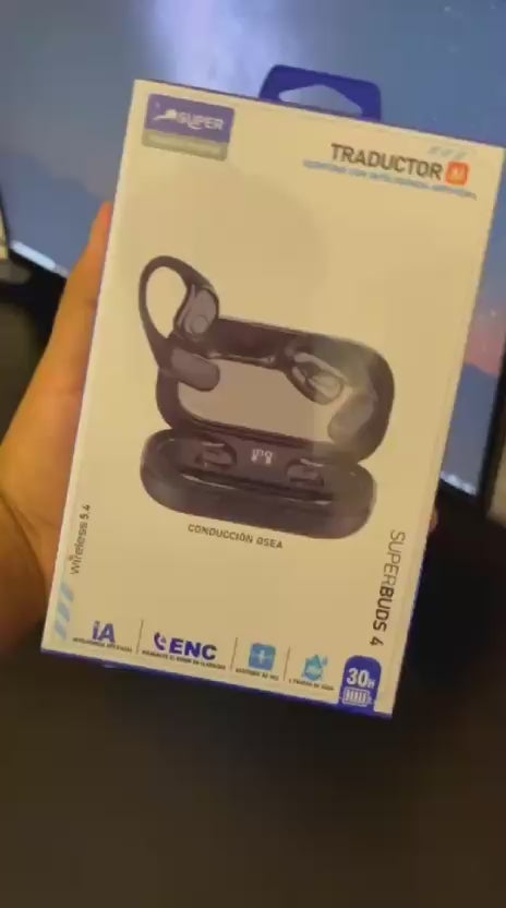 Audífonos Traductor AI SuperBuds 4 – Resistentes al agua, 30H batería, Bluetooth 5.4