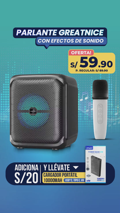 Parlante Karaoke bluetooth Greatnice 4 pulgadas con micrófono