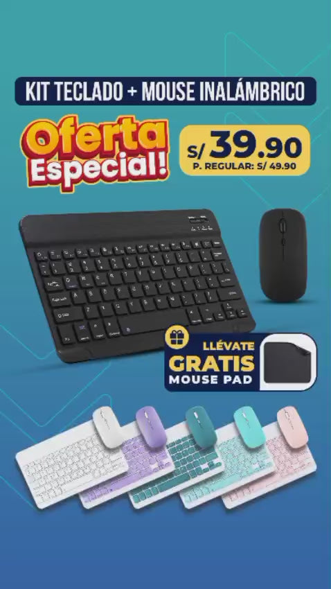 Kit Teclado + Mouse Inalámbrico Bluetooth Rosado