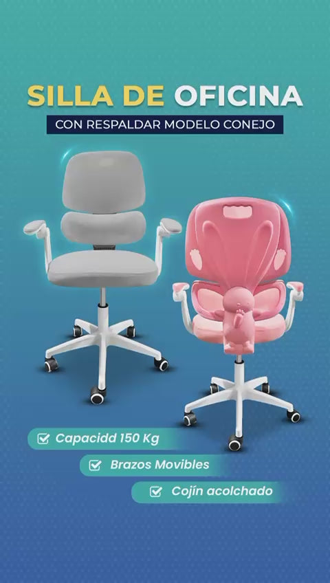 Silla de Oficina con Respaldar Modelo Conejon Color Ploma